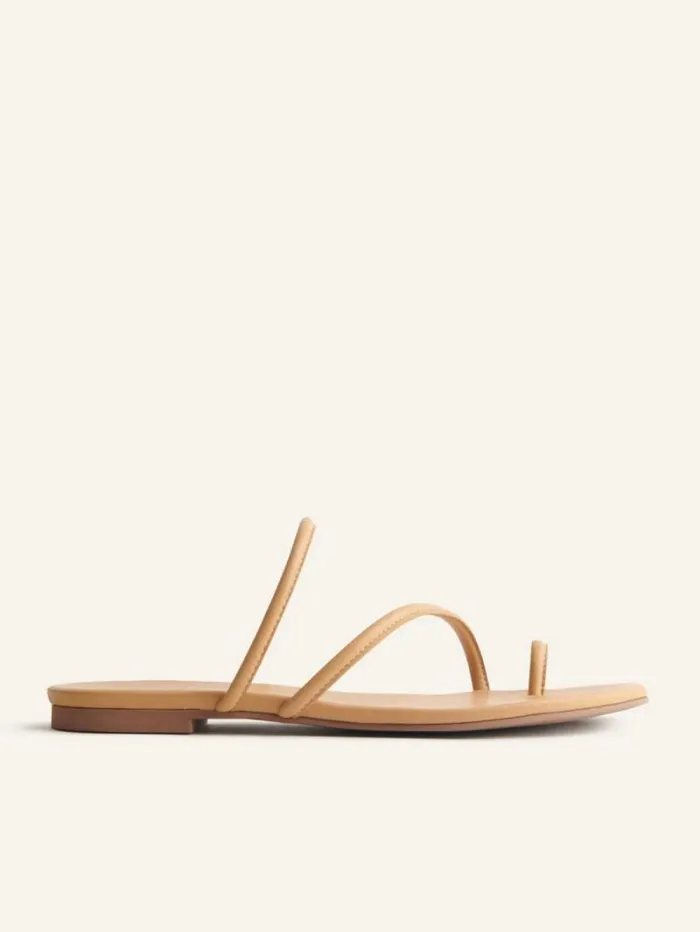 The Reformation Ludo Toe Ring Strappy Flat Sandal Buff 8211 Shoes