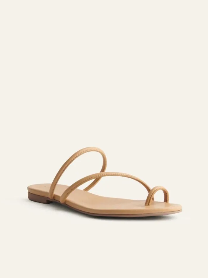 The Reformation Ludo Toe Ring Strappy Flat Sandal Buff 8211 Shoes