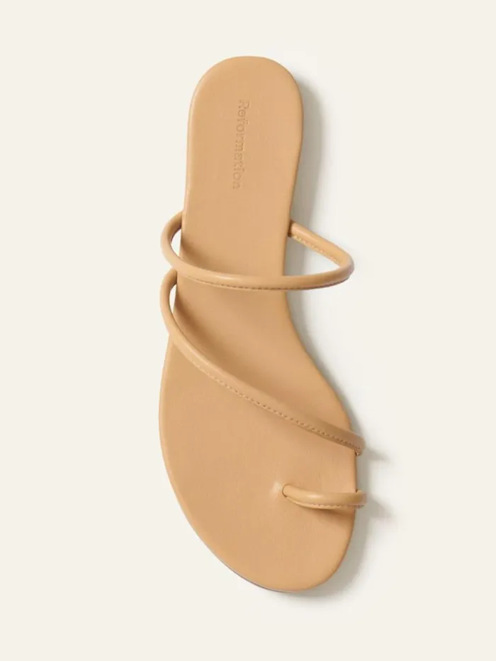 The Reformation Ludo Toe Ring Strappy Flat Sandal Buff 8211 Shoes