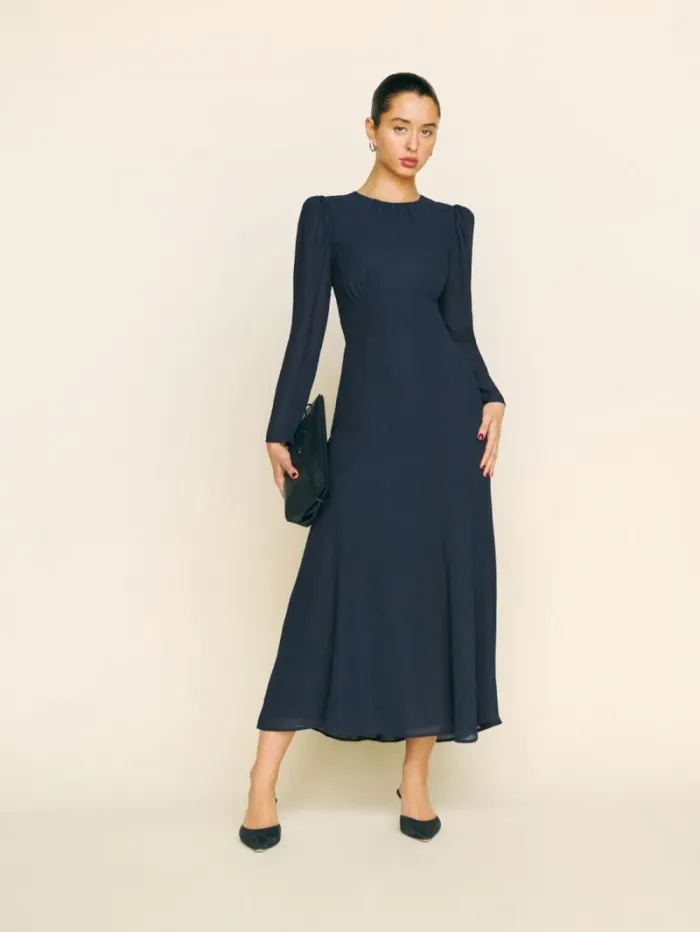 The Reformation Lysander Dress Midnight 8211 Clothing