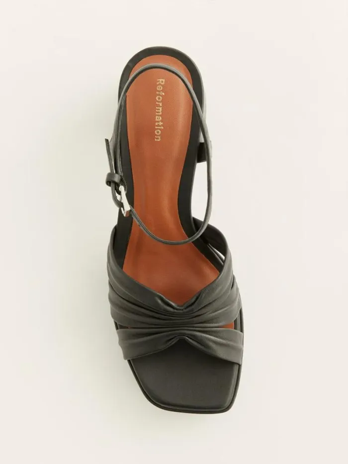 The Reformation Maize Platform Sandal Black Leather 8211 WeddingsShoes
