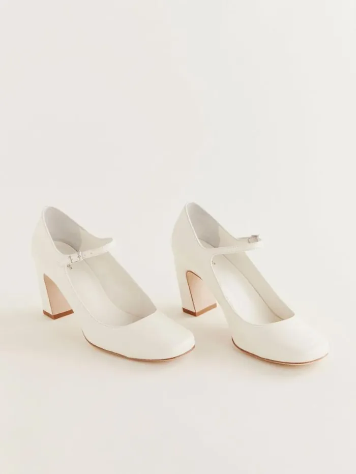 The Reformation Manuela Mary Jane Pump White Leather 8211 Shoes