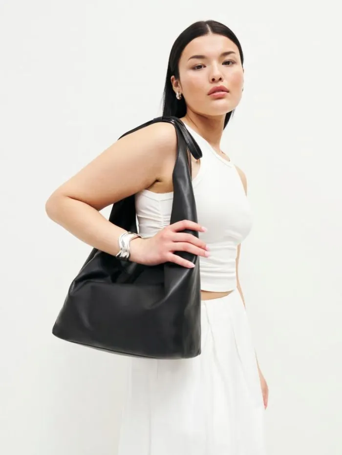 The Reformation Medium Vittoria Tote Bag Black Leather 8211 Bags