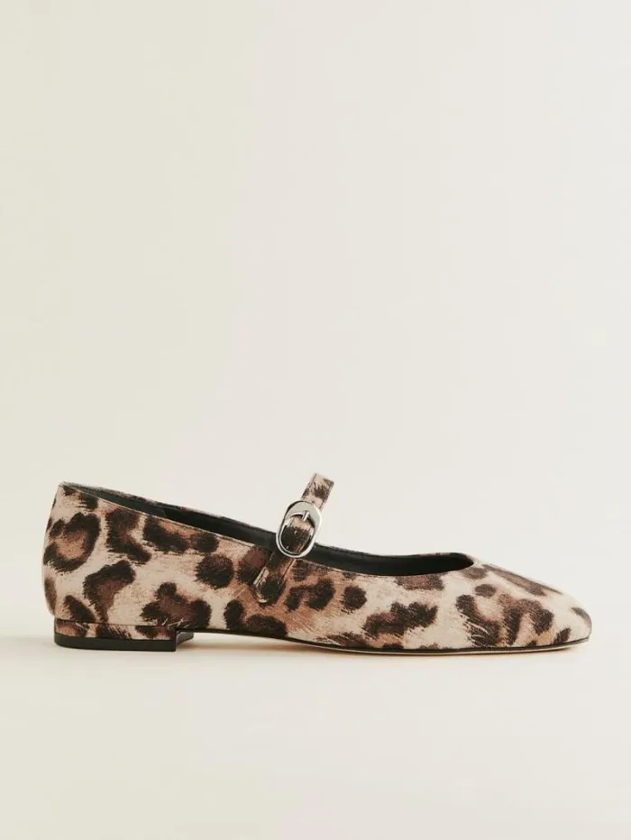 The Reformation Melissa Mary Jane Flat Leopard Crepe 8211 Shoes