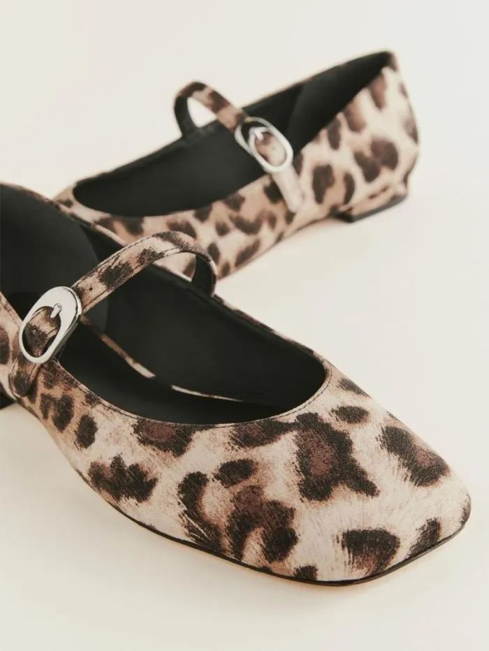 The Reformation Melissa Mary Jane Flat Leopard Crepe 8211 Shoes