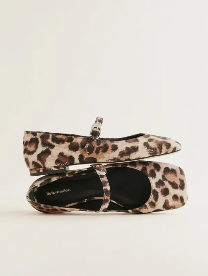 The Reformation Melissa Mary Jane Flat Leopard Crepe 8211 Shoes