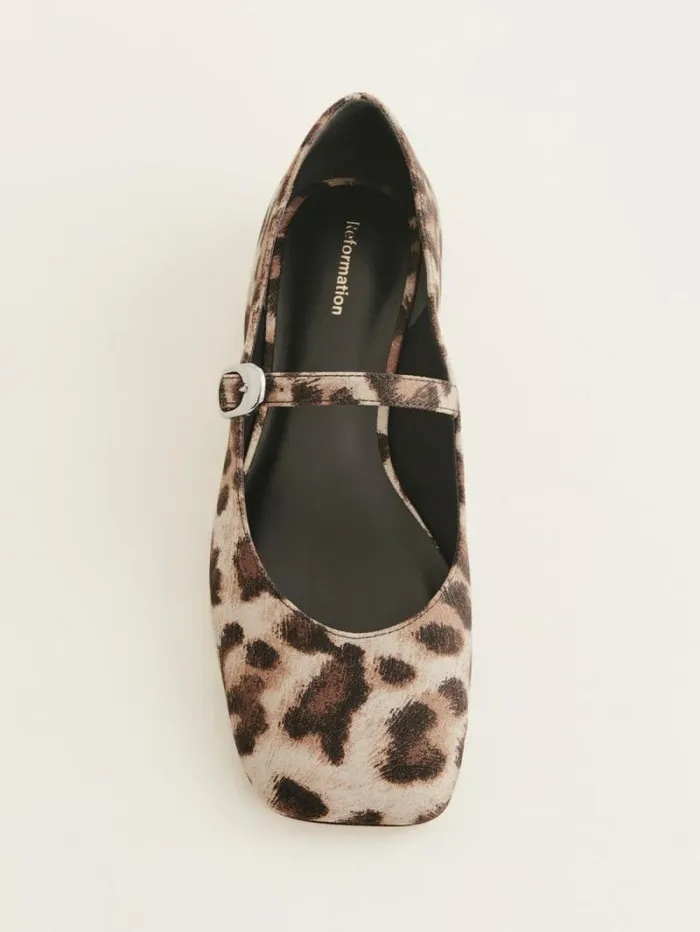 The Reformation Melissa Mary Jane Flat Leopard Crepe 8211 Shoes