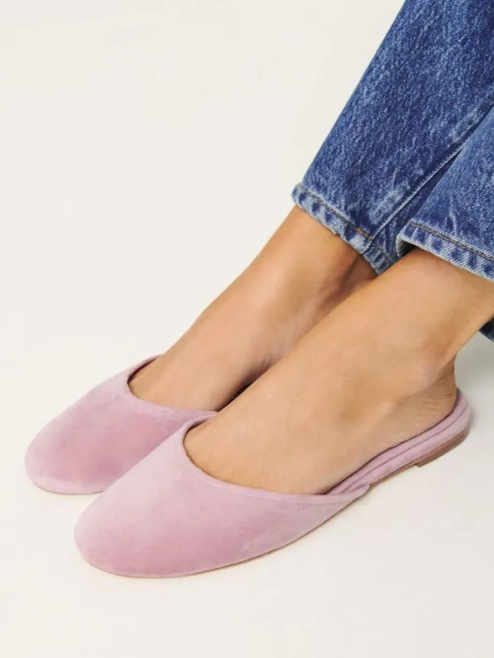 The Reformation Melly Flat Mule Magnolia Velvet 8211 Shoes