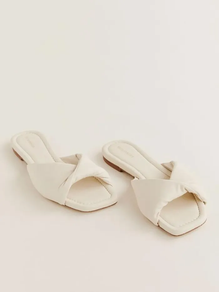 The Reformation Mikki Twist Flat Sandal Almond Leather 8211 Shoes