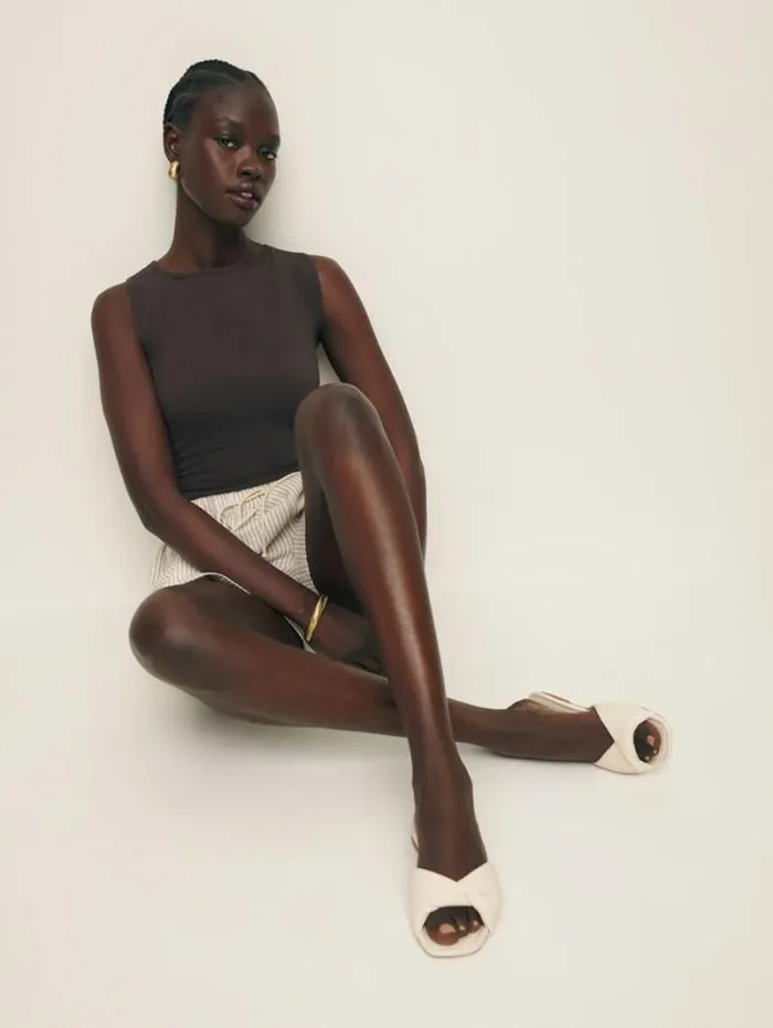 The Reformation Mikki Twist Flat Sandal Almond Leather 8211 Shoes