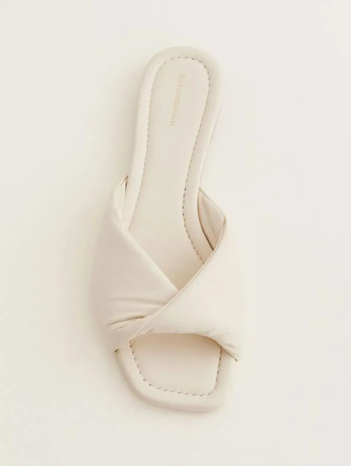 The Reformation Mikki Twist Flat Sandal Almond Leather 8211 Shoes