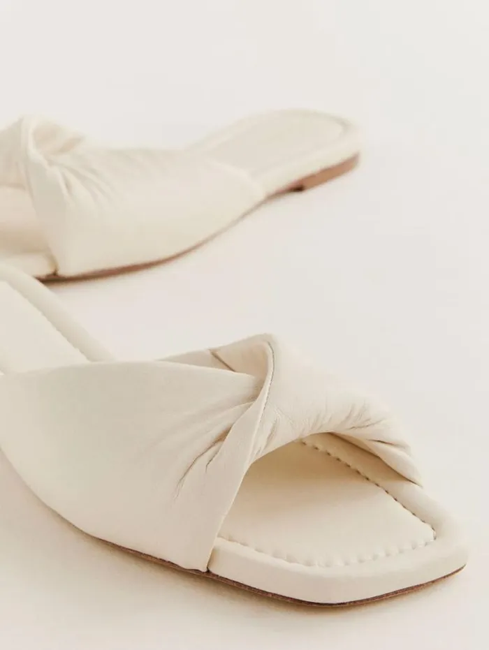 The Reformation Mikki Twist Flat Sandal Almond Leather 8211 Shoes