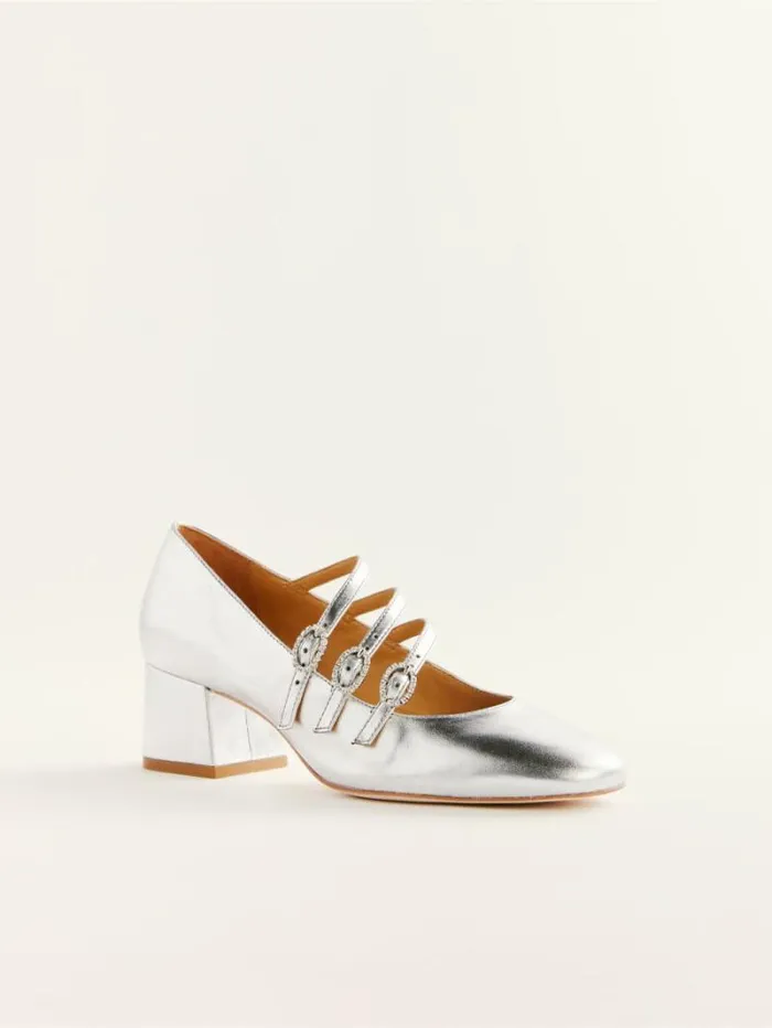 The Reformation Mimi Buckle Pump Silver 8211 Shoes
