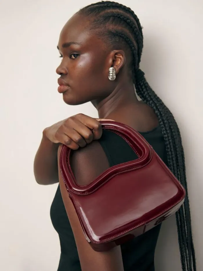 The Reformation Mini Luciana Frame Handle Ruby Patent 8211 Bags