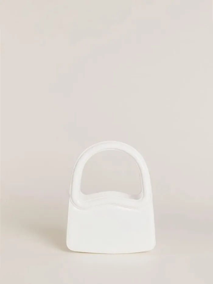 The Reformation Mini Luciana Frame Handle White Patent 8211 Bags