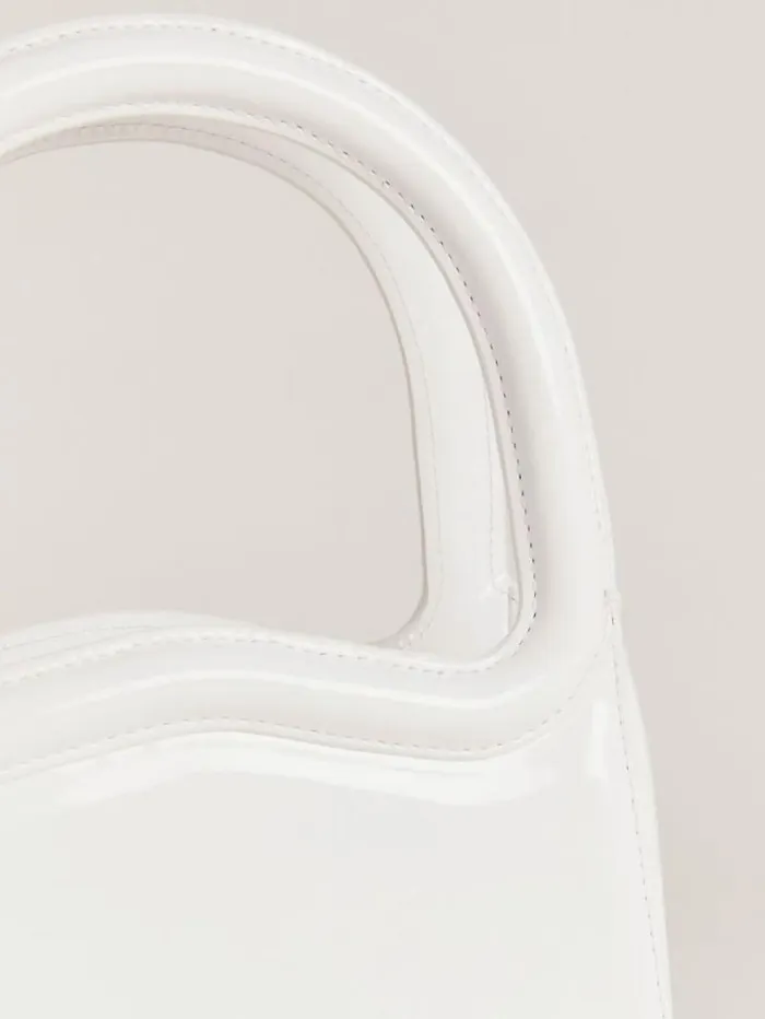 The Reformation Mini Luciana Frame Handle White Patent 8211 Bags