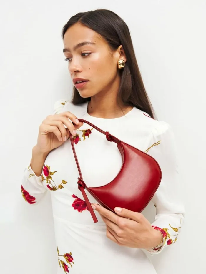 The Reformation Mini Rosetta Shoulder Bag Lipstick Leather 8211 Bags