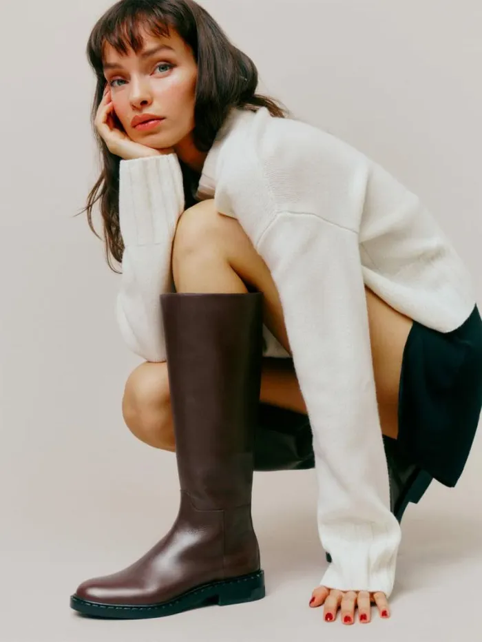 The Reformation Nancy Knee Boot Espresso Leather 8211 Shoes