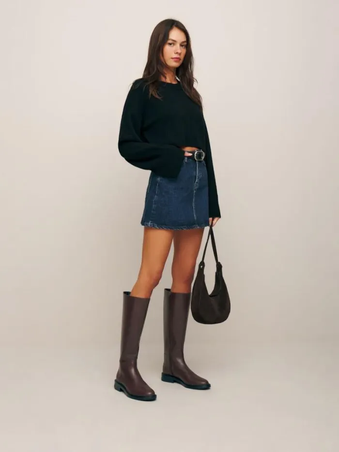 The Reformation Nancy Knee Boot Espresso Leather 8211 Shoes