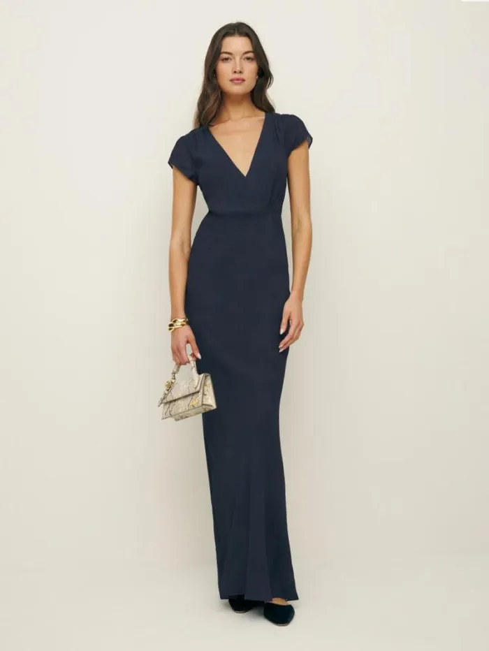 The Reformation Nayeli Dress Navy 8211 Weddings