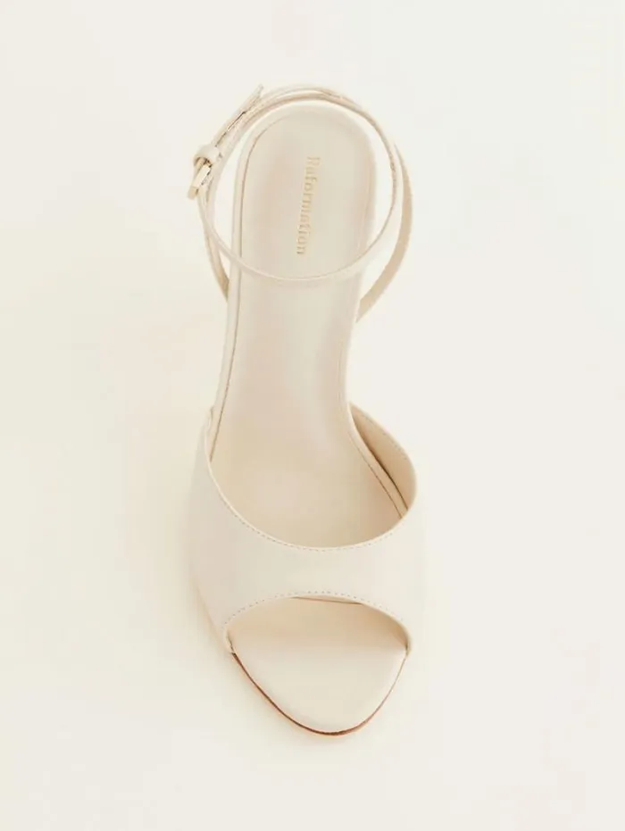 The Reformation Noa Heeled Sandal Almond Leather 8211 WeddingsShoes