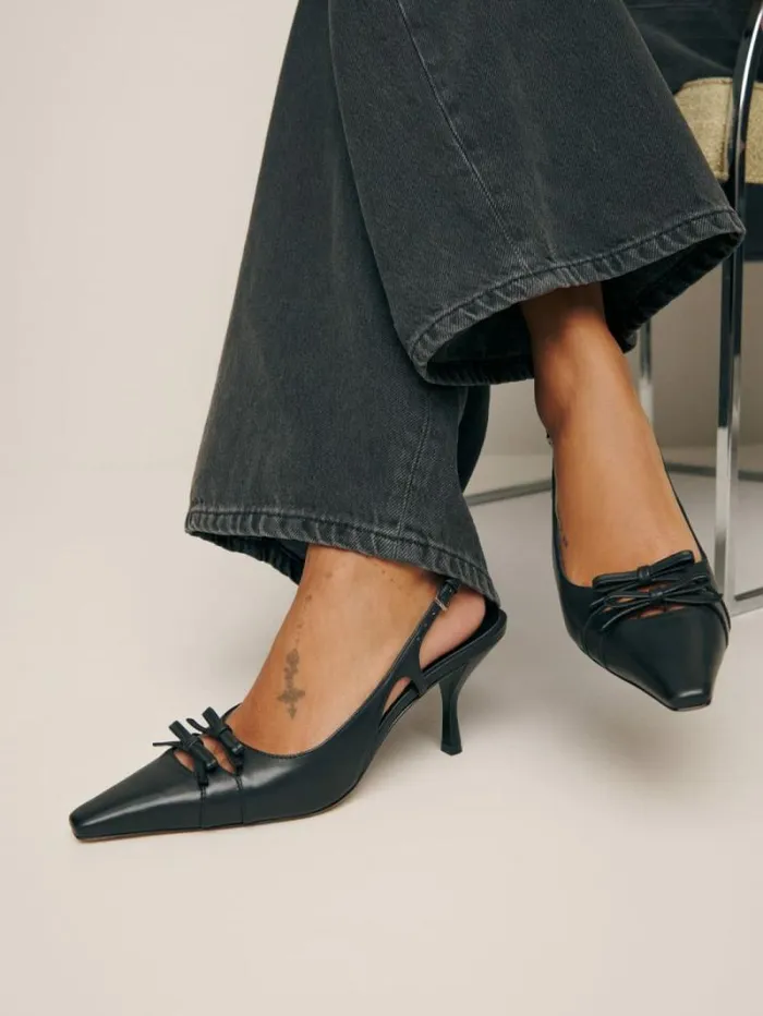 The Reformation Noreen Slingback Pump Black Leather 8211 WeddingsShoes