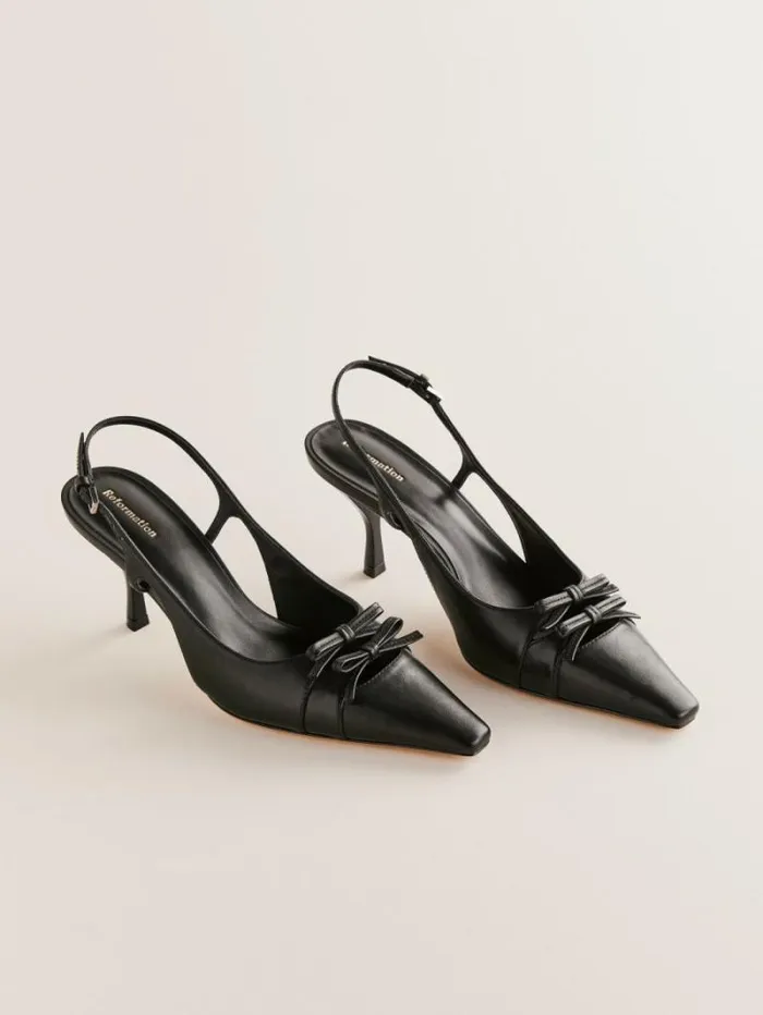The Reformation Noreen Slingback Pump Black Leather 8211 WeddingsShoes