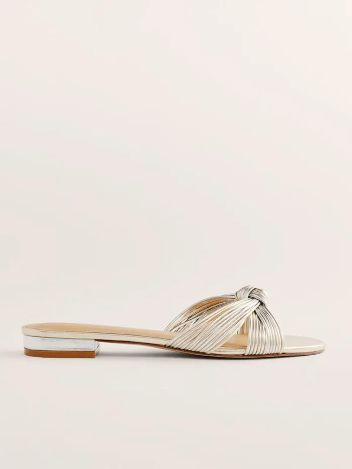 The Reformation Peridot Mignon Knot Flat Sandal Gold Silver 8211 Shoes