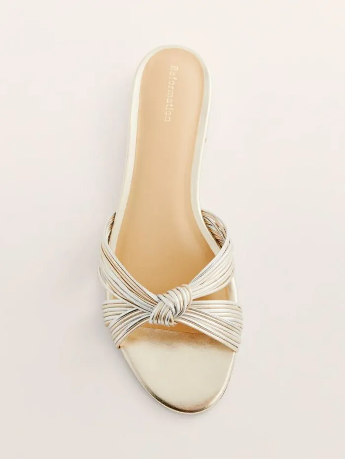The Reformation Peridot Mignon Knot Flat Sandal Gold Silver 8211 Shoes