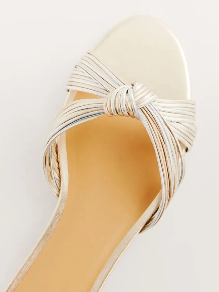 The Reformation Peridot Mignon Knot Flat Sandal Gold Silver 8211 Shoes