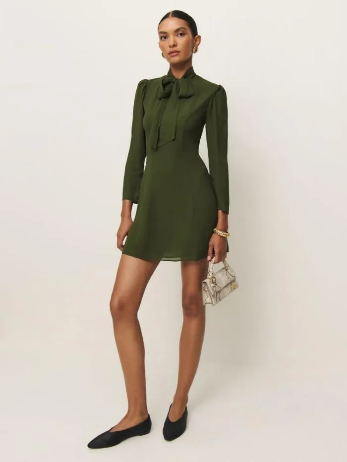 The Reformation Petites Sunna Dress Fern Green 8211 Clothing