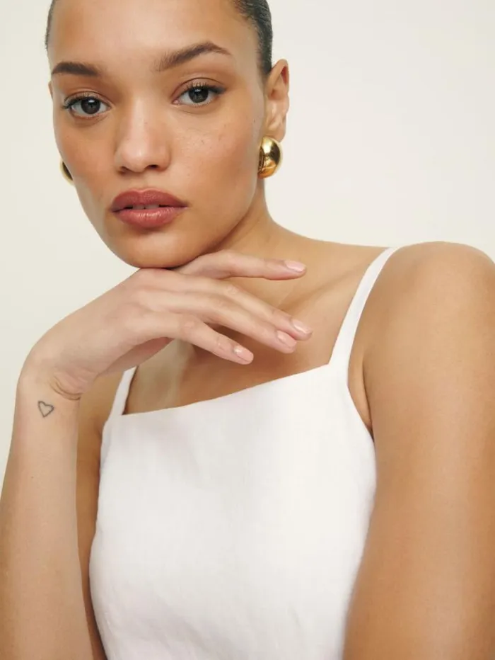 The Reformation Phillipa Linen Dress White 8211 Clothing