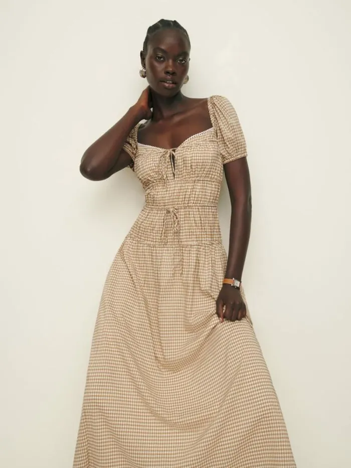 The Reformation Rhett Dress Anzo Check 8211 Clothing