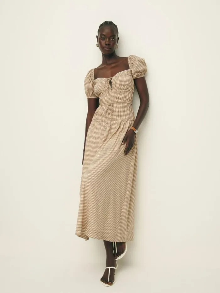 The Reformation Rhett Dress Anzo Check 8211 Clothing