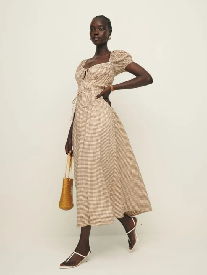 The Reformation Rhett Dress Anzo Check 8211 Clothing