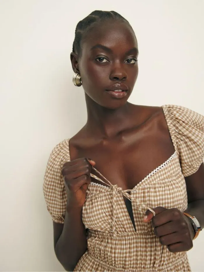 The Reformation Rhett Dress Anzo Check 8211 Clothing