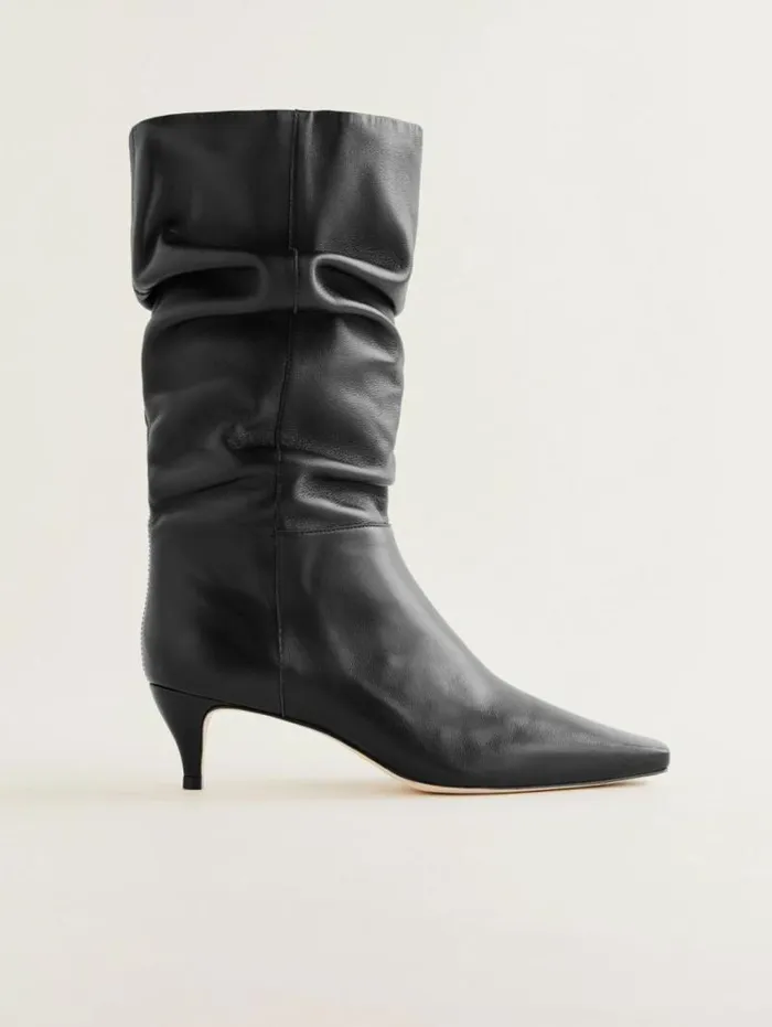 The Reformation Rosie Mid Shaft Boot Black Leather 8211 Shoes