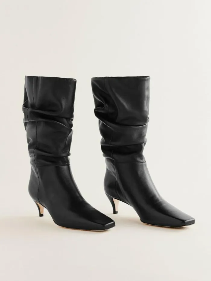 The Reformation Rosie Mid Shaft Boot Black Leather 8211 Shoes