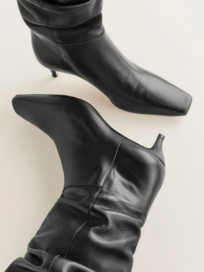 The Reformation Rosie Mid Shaft Boot Black Leather 8211 Shoes