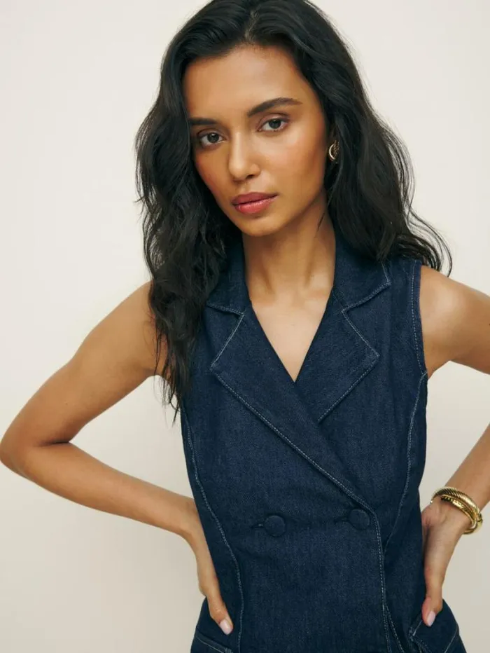 The Reformation Savannah Denim Dress Prespa 8211 Clothing