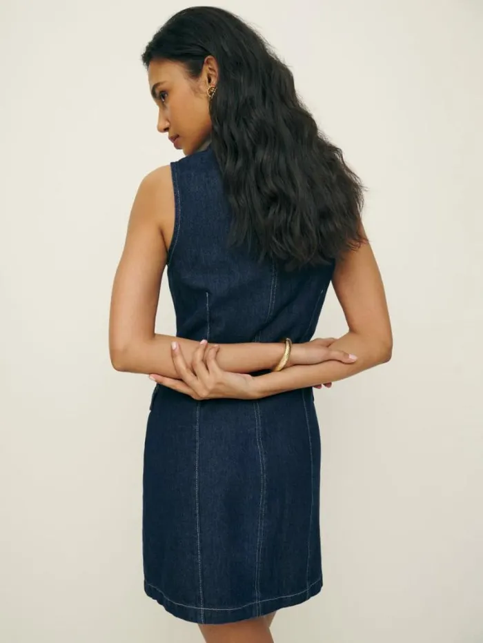 The Reformation Savannah Denim Dress Prespa 8211 Clothing