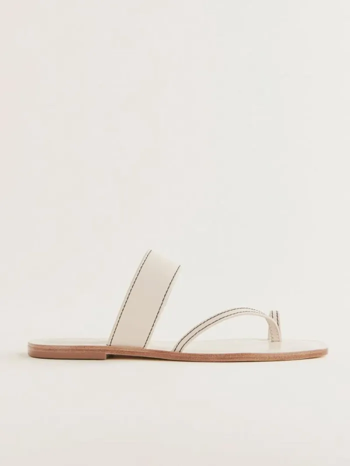 The Reformation Sawyer Flat Sandal Almond Leather 8211 Shoes