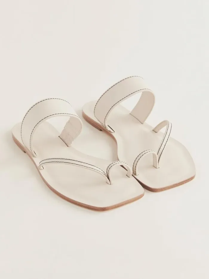 The Reformation Sawyer Flat Sandal Almond Leather 8211 Shoes