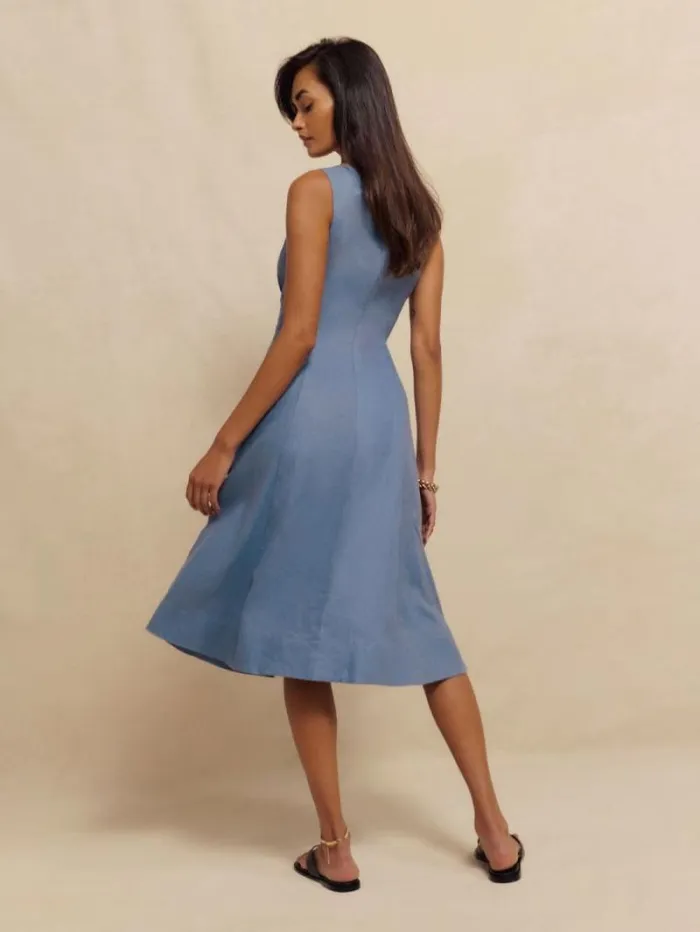 The Reformation Sebastien Linen Dress Cornflower 8211 Clothing