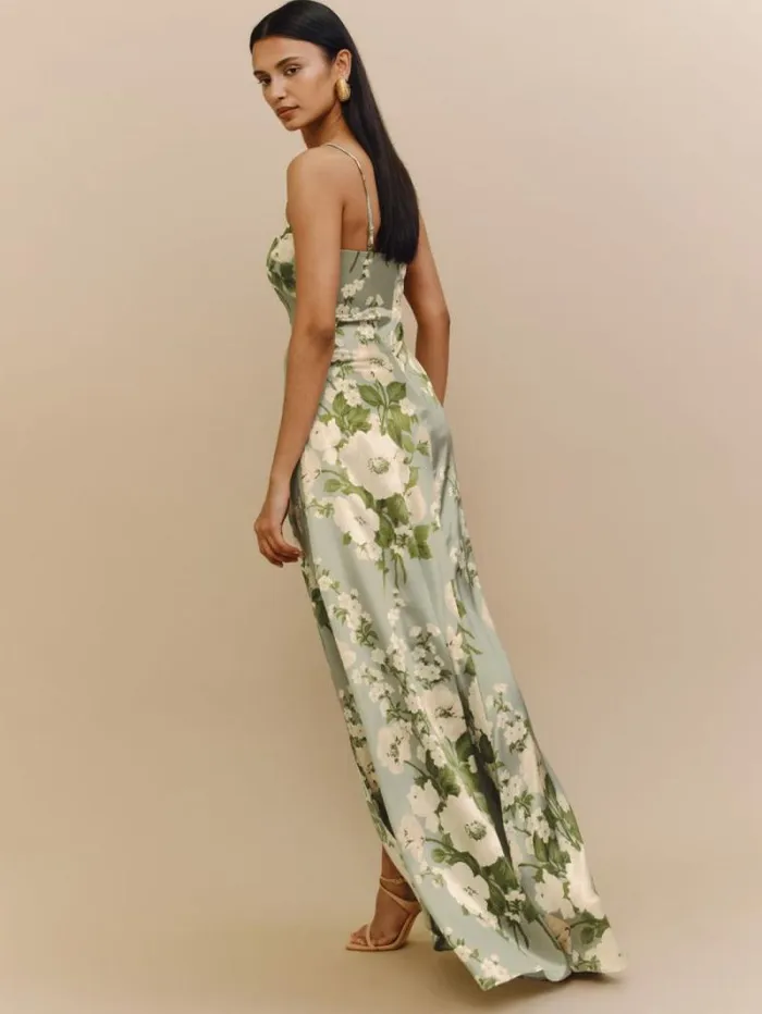 The Reformation Selah Silk Dress Tarragon 8211 Weddings