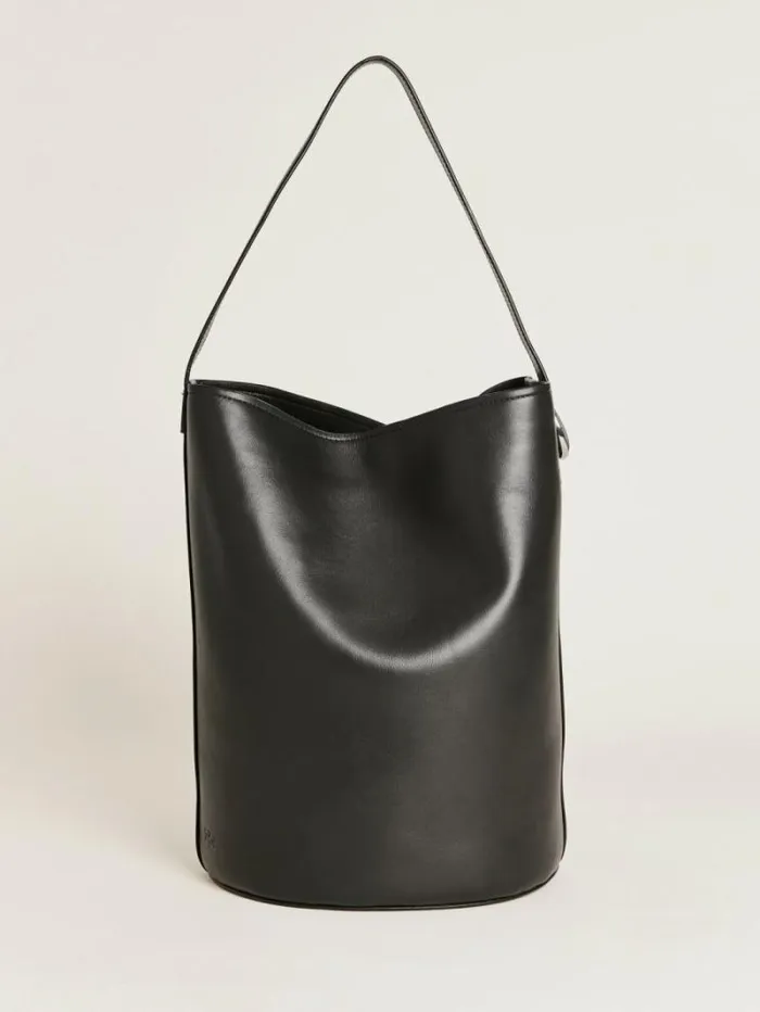 The Reformation Seleena Bucket Bag Black Leather 8211 Bags