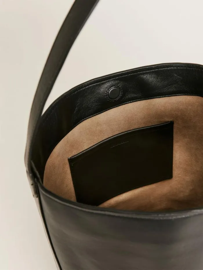 The Reformation Seleena Bucket Bag Black Leather 8211 Bags