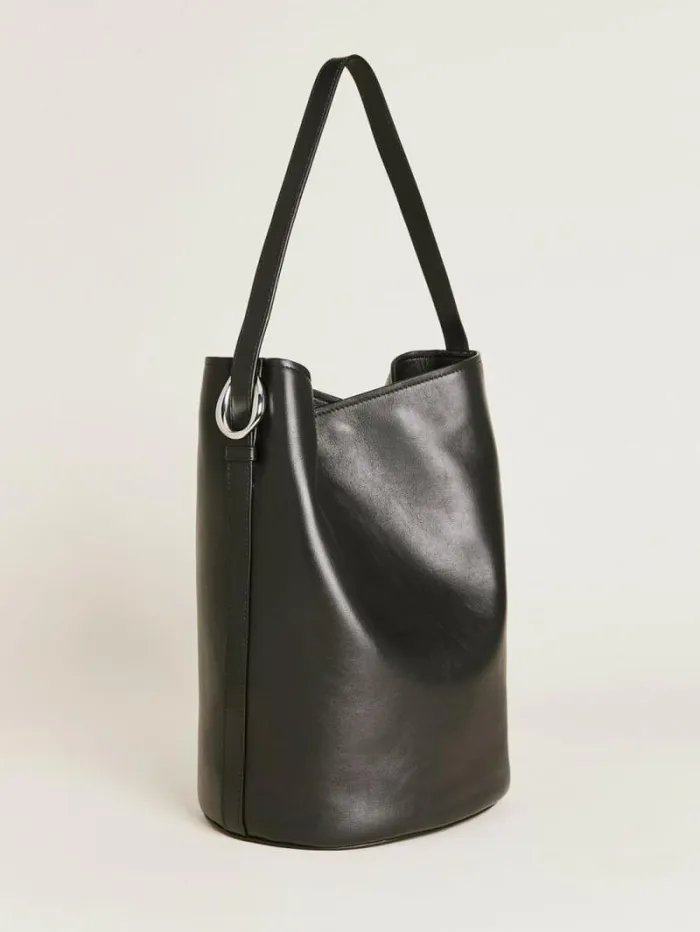 The Reformation Seleena Bucket Bag Black Leather 8211 Bags