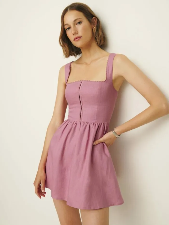 The Reformation Sheri Linen Dress Rose Petals 8211 Clothing