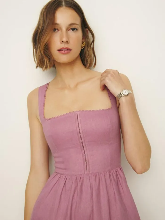 The Reformation Sheri Linen Dress Rose Petals 8211 Clothing